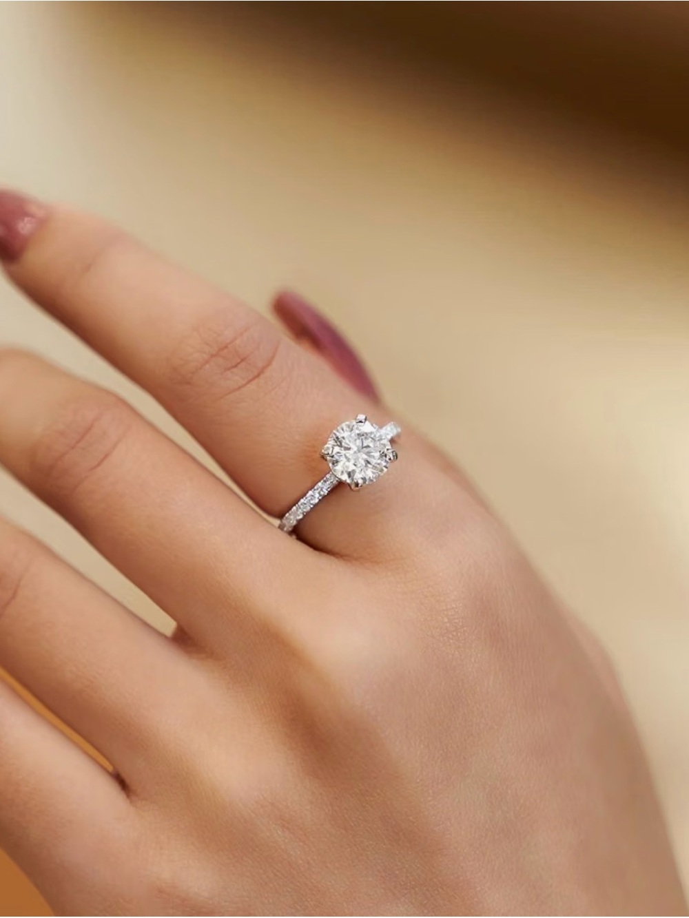 Classic Solitaire Round-Cut Mossanite Engagement Ring - White